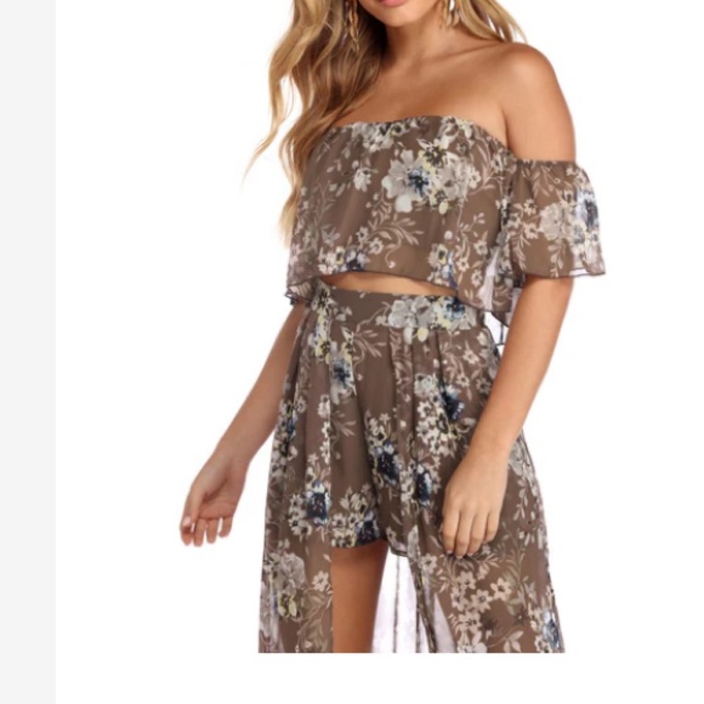 2 piece skirt top set